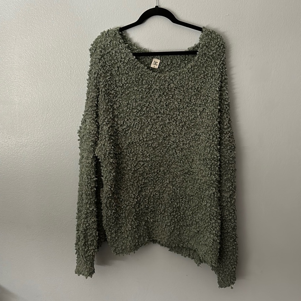 Long sleeve fuzzy blue sweater